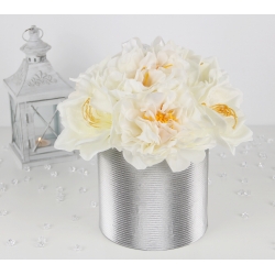 DUŻY BUKIET w srebrnym pudełku BIAŁE KWIATY lux